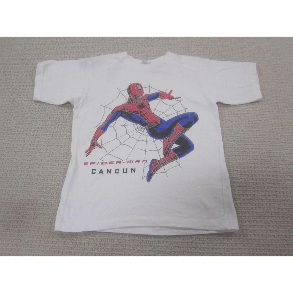 Spider-Man Shirt Boys 10-12 White Cancun Graphic Souvenir Marvel T-Shirt‎ Tee